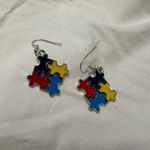Colorful Puzzle Piece Earrings Photo 2