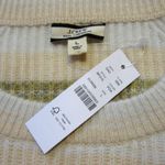 J.Crew NWT Cashmere Ribbed Crewneck Sweatshirt in Pearl Oyster Ash Stripe L Photo 3