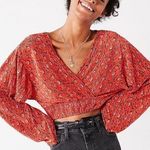 Urban Outfitters Floral Plisse Wrap Top Photo 0