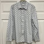 Gap  FITTED BOYFRIEND SHIRT Blue White Stripes Green Navy Tufts Womens Size XL Photo 0