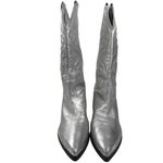 Steve Madden  West Silver Leather Pointed Toe Pull On Block Heel Western Boots 9M Photo 1