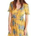 Madewell  Sweetgrass Ruffle Sleeve Painted Blooms Yellow Floral Dress Photo 0