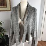 J.Jill Women's Gray Solid Acrylic Long Sleeve Front Tie Cardigan Sweater Size L Photo 5