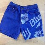 United Colors Of Benetton VTG purple denim shorts with hibiscus flowers size 46 Photo 0