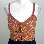 PacSun LA Hearts Bustier Crop Tank Top Brown Hobo Floral Print Festival Summer Photo 0