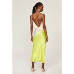 SAN SLOANE Green Cream Drapey Open Back Slip Style Cowl Neck Zita Midi Dress XS Photo 1
