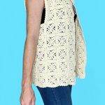 Vintage Ivory Crochet Hippie Bohemian Festival Tie Vest White Size M Photo 4