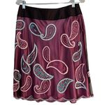 Kay Unger  Women's Skirt Size 8 Burgundy Embroidered Beaded Paisley Lined Fancy Photo 0