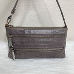 Hobo The Original Leather Zipper Baguette Mini Bag Clutch Purse Gray Photo 2