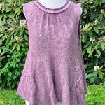Free People Maisie Tunic Tank Blush M Crochet Keyhole Lace Swing Top Peplum Photo 0