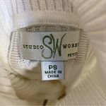 Studio Works White cotton cable knit 1/2 zip sweater Photo 2