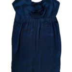 3.1 Phillip Lim Navy Blue Silk Black Floral Lace Trim Shift Mini Dress Photo 5