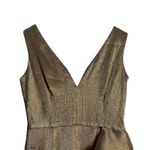Black Halo Gold Hendricks Sleeveless V-Neck Metallic Cocktail Evening Gown 8 Photo 6