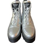 Franco Sarto Women Ankle Zip Puff Bucana Boots Metallic Silver Black, NWOT, 10 Photo 1