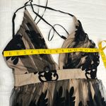 Luxxel ELEGANT BLACK NUDE FLORAL LACE STRAP DEEP V-NECK GOWN sz S Photo 9