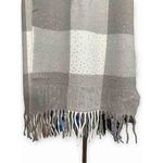 Victoria's Secret Victoria’s Secret Scarf Gray White Buffalo Plaid Crystal Embellish Logo Fringe Photo 5