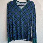 Little Sleepies Bamboo Women’s Navy Green Tartan Plaid Pajama Top Size Small Photo 0