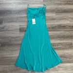 ZARA Teal Slip Dress with Spaghetti Straps Midi With Slit Photo 3