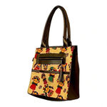 MEXICAN LELE DOLL HANDBAG PURSE JUTE LEATHERETTE ZIP UP 11.5X12 Tan Photo 1