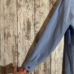 Vintage 80’s Folk Embroidery Button Front Shirt Chambray Large Christmas Grandma Blue Photo 13