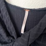 Free People [] Navy Blue Twisted Bust Open Front Slit Long Sleeve Top Sz Medium M Photo 8