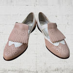 90s Vintage White Mauve Pink Kiltie Wingtip Leather Mary Jane Loafers Size 6.5 Photo 2