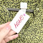 H&M Dress Women Size 2 Green Animal Print Long Sleeve Tunic Midi Button Front Photo 2