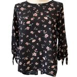 PaperMoon black floral 3/4 sleeve blouse Sz S Photo 0