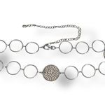 None Silver Tone Rhinestone Filigree Medallion Chain Link Belt Adjustable Fit Boho Photo 5