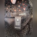 AQUA  Black crochet long sleeve mini dress bell sleeves and high neckline SIZE XS Photo 3