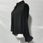 Area Stars New Pleated Puff Sleeve Button Down Blouse Lee Black Size Large Photo 6