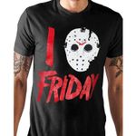 Halloween I Love Friday Jason Voorhees Mask Distressed Graphic T Photo 1