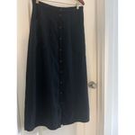 Flax  100% Linen Black Button Front Midi Skirt Sz M Photo 3