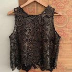 Sans Souci 90s Bronze Metallic Sheer Lace Sleeveless Top Photo 0