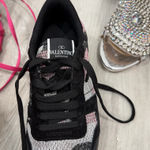 Valentino Garavani  Black and Pink Camouflage Sneakers Photo 0