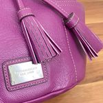 TIGNANELLO Purple Magenta Pebbled Leather Drawstring Tassel Bucket Shoulder Bag Photo 12