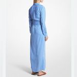 Michael Kors Michael  Silk Blend Shirt Maxi Dress in Blue & White Stripe Size S Photo 1