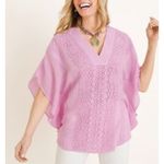 Chico's Chico’s size S/M linen blend dolman sleeve lace boho dusty rose top Photo 0