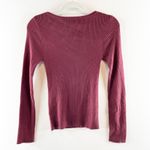 Evereve  Paige Cutout Ribbed Cut Out Long Sleeve Top Port Maroon Small Photo 3