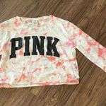 PINK - Victoria's Secret Victoria’s Secret Cropped Long Sleeve Tie Dye Shirt White Pink Blue Black Medium Photo 7