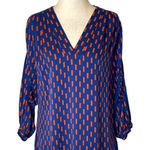 Diane Von Furstenberg  Blue‎ And Orange Silk New Cahil Printed Blouse Size 0 Photo 0