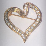 Crystaline Brand Elegant Gold Tone CZ Rhinestone Retro Boho Heart Brooch Photo 0