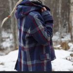 American Eagle Y2K pea coat Plaid Wool Jacket blue red, casual fall classic $200 Photo 2