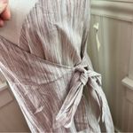 After Market Striped Wrap Midi Dress Beige Tan Spaghetti Strap Tie Waist Photo 2