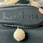 Kooba LOOBA WOMENS SIZE SMALL 5/6BLACK SLIPPER FAUX FUR LINING POM POM TIE Photo 7