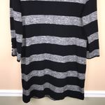 J.Crew Women’s Striped Black Heather Gray 7/8 Sleeve Boatneck Sweater Dress Photo 2