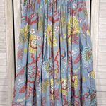 Midi Skirt Pull On Lightweight Elastic Waist Tropical Print Photo 0