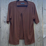 Chico's ‎ Cotton Open Front Cardigan Women’s Size 2 Short Sleeve Brown large Photo 0