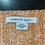 American Eagle  Brown White Striped Ribbed Cropped Henley Sweater M Slouchy Comfy Photo 2