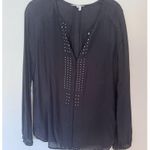 Gerard Darel  Womens Black Semi Sheer Long-Sleeve Blouse Shirt Top Size 36 Silk Photo 1